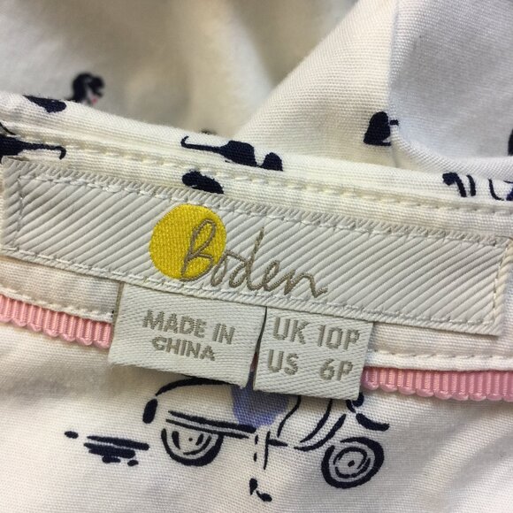 Boden Sophia Shirt Dress Sz 6P Womans Petite White Vespa Scooter Retro Inspired - Picture 4 of 15